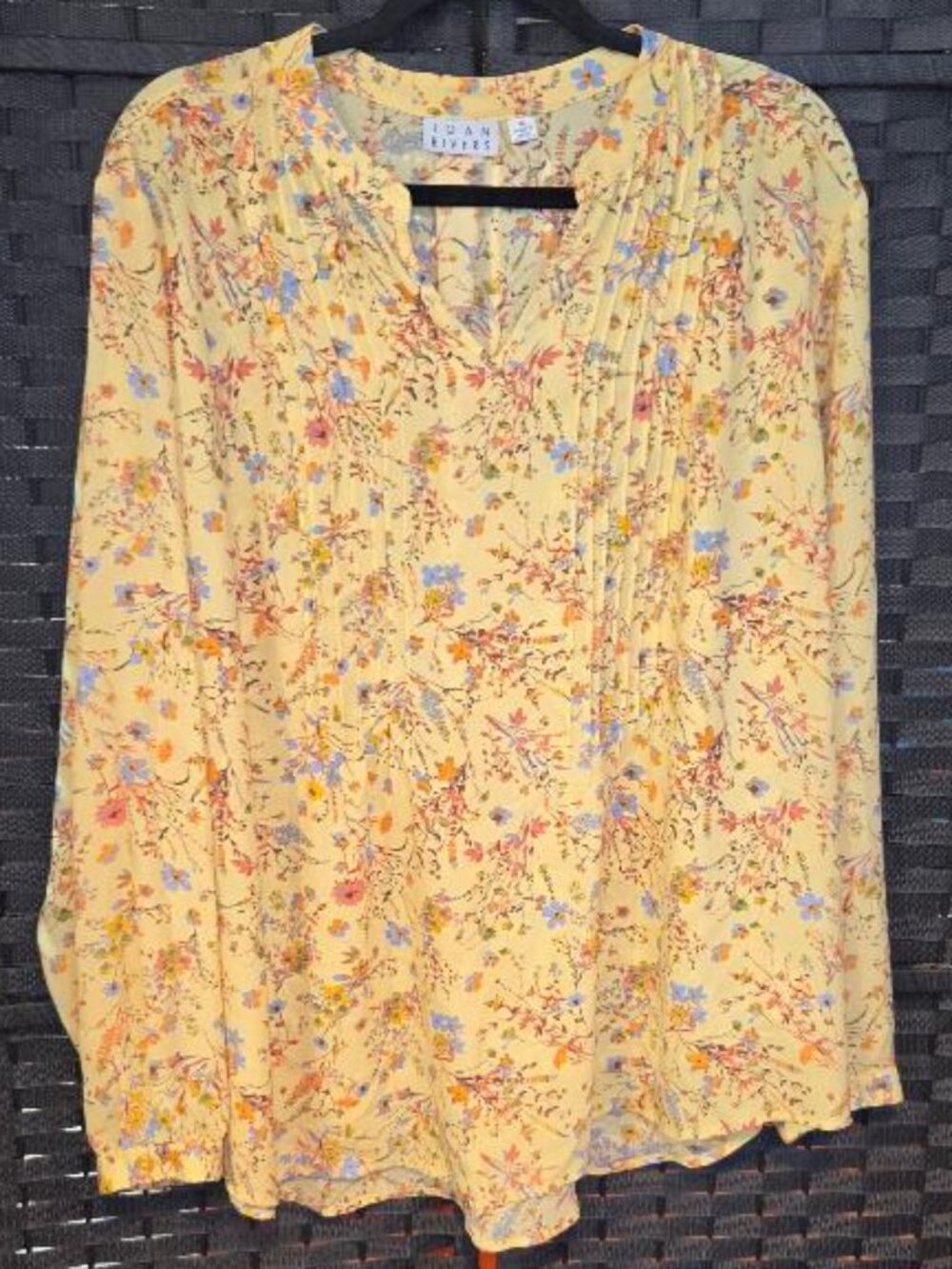 Joan Rivers Classics Collection Yellow Floral Print Blouse